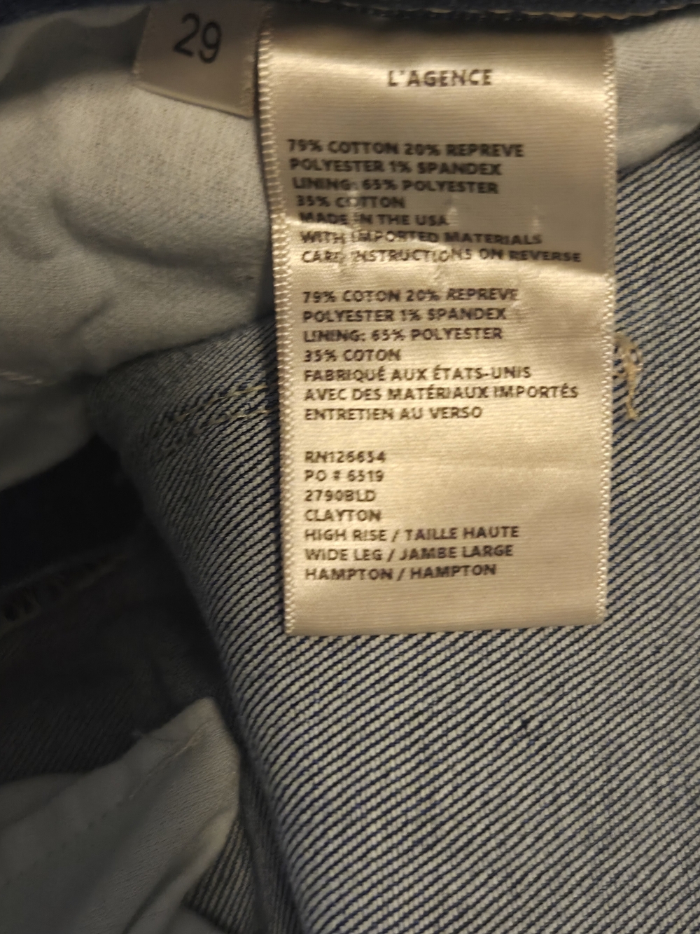 L'AGENCE Wide-Leg Jeans in Medium Blue Wash Size 29 - Picture 8 of 8
